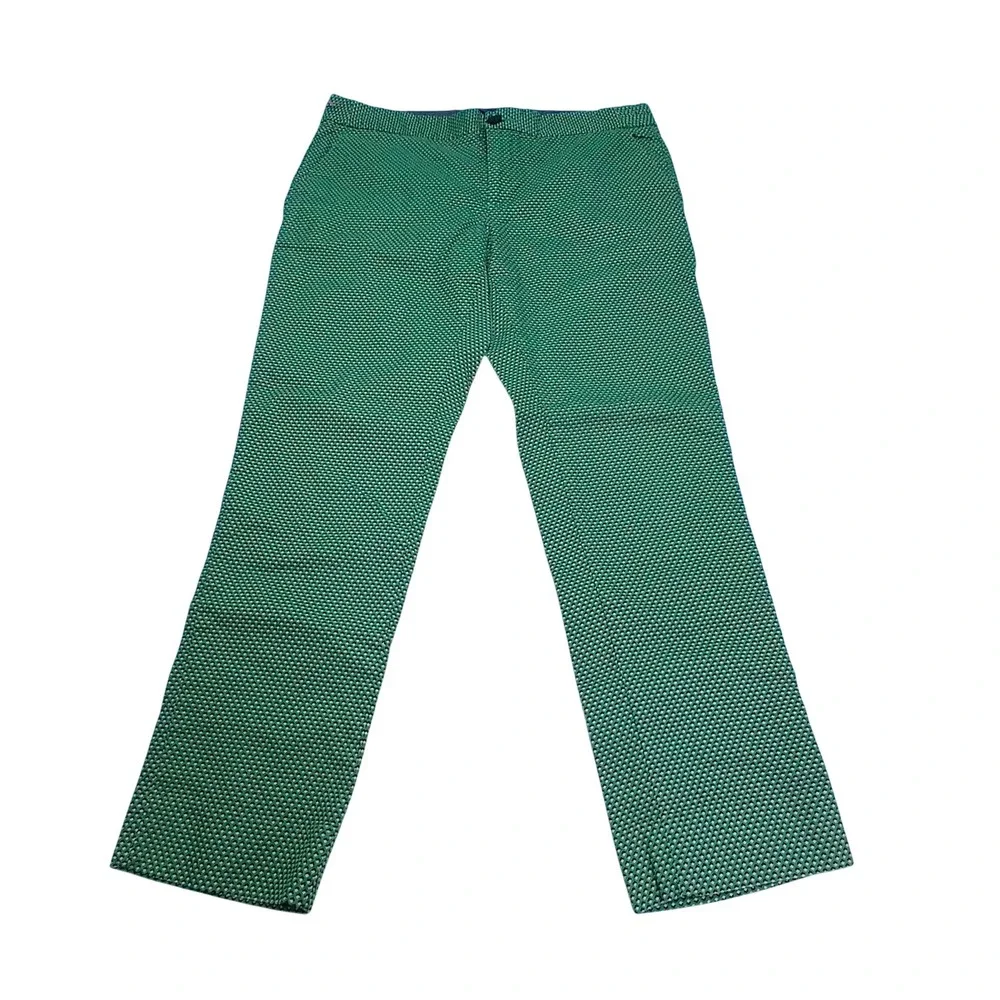 Banana Republic Hampton Fit Pants 6 Green‎ Geometric Honeycomb Workwear Preppy